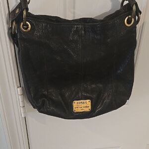 Fossil Black Leather Shoulder Bag